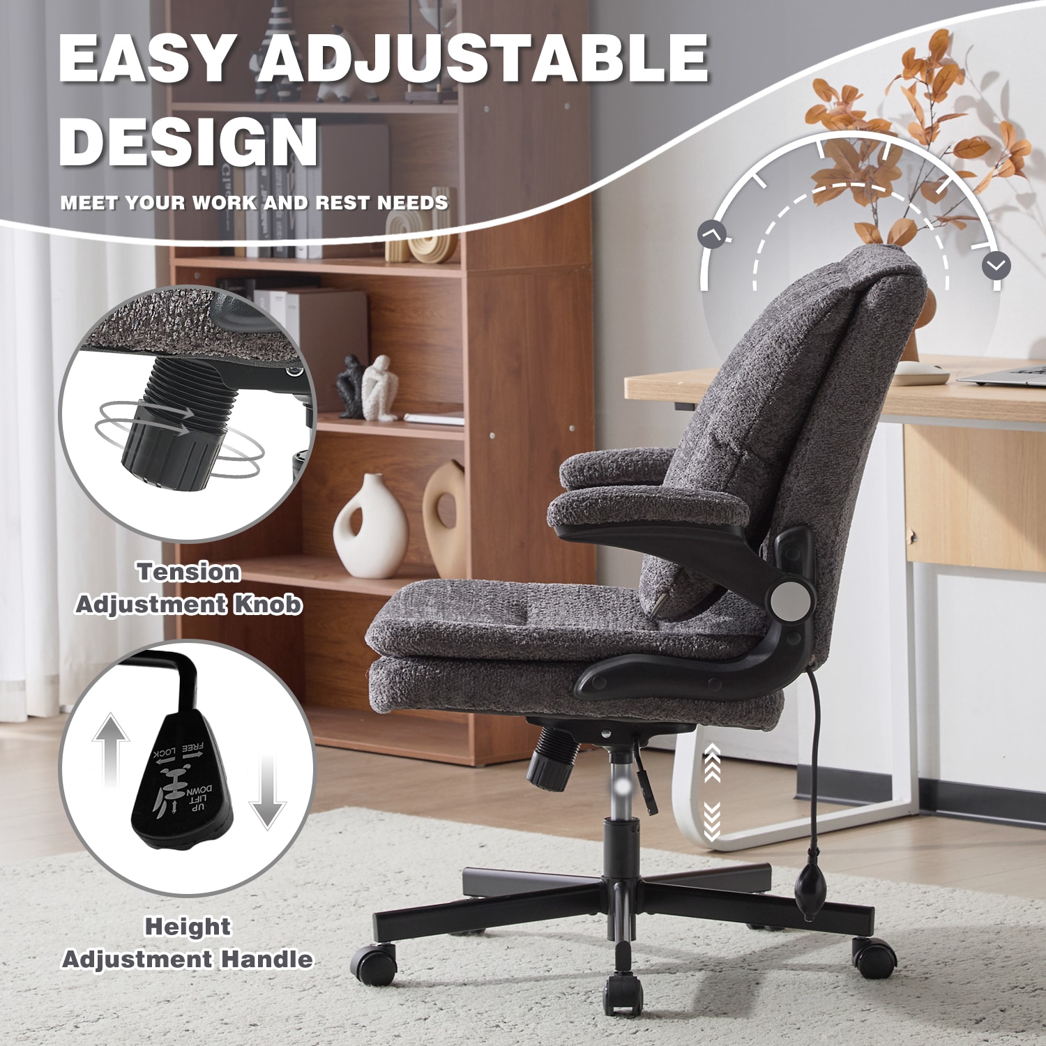 Ergonomic Office Chair With Airbag Lumbar Support And Flip Armrests_voghion.com